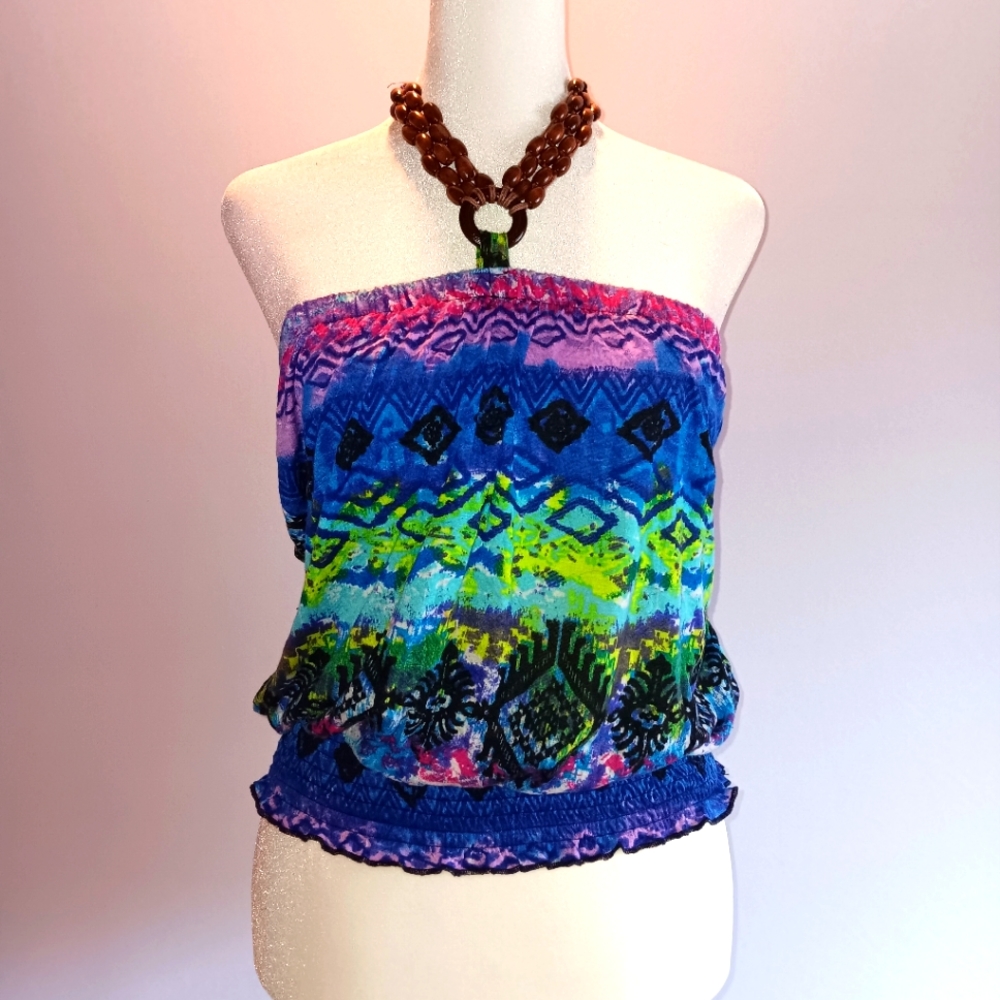 Strapless neck tie halter top